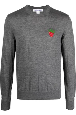 Comme des Garçons Trøje med rund hals og broderi