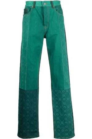 Marine Serre Regen jeans med patchwork og lige ben