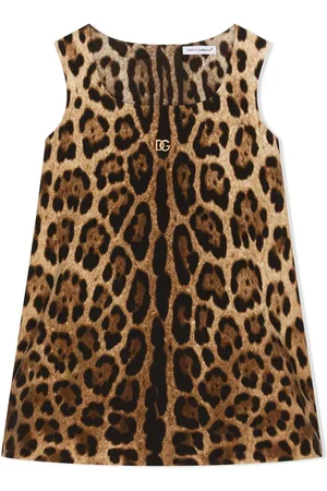 Dolce & Gabbana Mellemlang Interlock kjole med leopardtryk