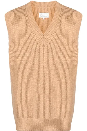 Maison Margiela Ribstrikket vest med V-hals