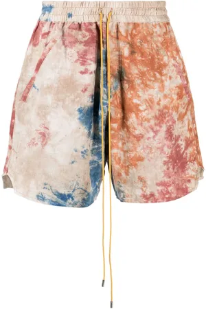 Rhude Shorts i hør med snoretræk og batiktryk