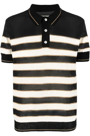 Balmain Stribet polo med intarsia-logo
