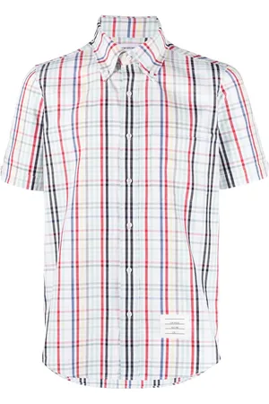 Thom Browne Gingham-ternet skjorte med korte ærmer