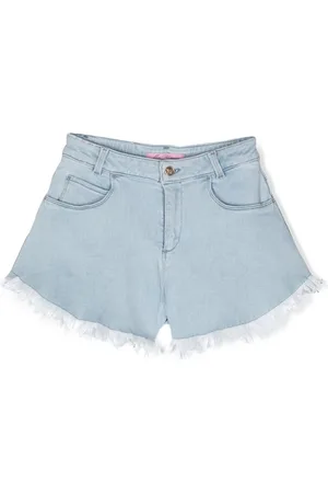 MISS BLUMARINE Blegede denimshorts med sommerfugledetalje