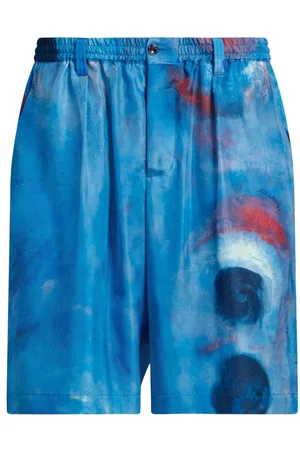Marni Silkeshorts med bælte og malet print