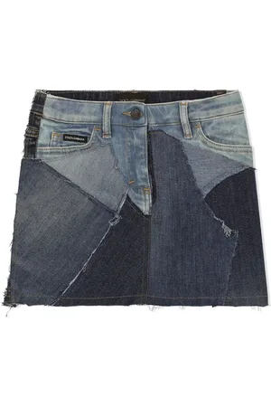 Dolce & Gabbana Kort nederdel med patchwork-denim og slitageeffekt