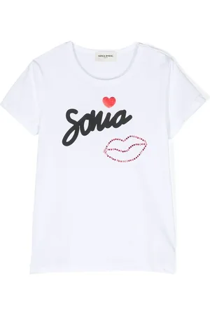 Sonia Rykiel Enfant T-shirt med logotryk og udsmykning