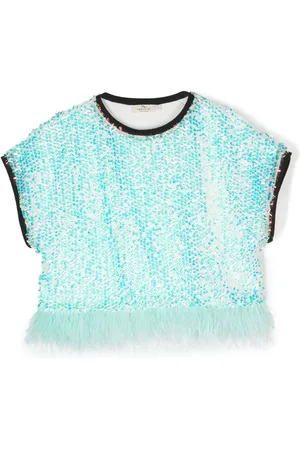 Le pandorine T-shirt med paillet-udsmykning og rund hals