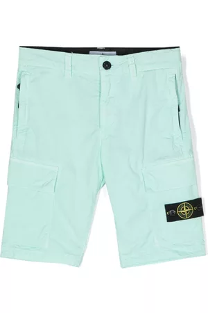 Stone Island Shorts - Logo-patch cotton-blend shorts