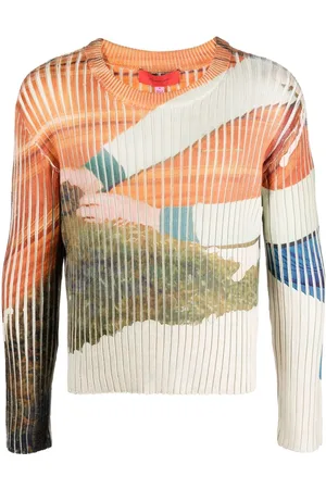 ECKHAUS LATTA Ribbet trøje med grafisk tryk
