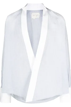 GREG LAUREN Nålestribet skjorte uden krave
