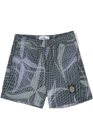 Stone Island Drenge Badeshorts - Compass-patch abstract-print swim shorts