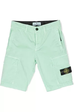 Stone Island Shorts - Logo-patch cotton-blend shorts