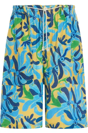Marni Shorts med sænket skridt og grafisk tryk