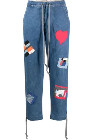 GREG LAUREN Jeans med løbesnor og mærkedetaljer
