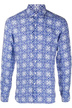 PENINSULA SWIMWEAR Langærmet skjorte med geometrisk tryk