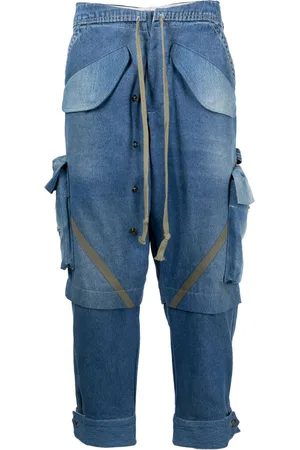 GREG LAUREN Forvaskede jeans med paneler