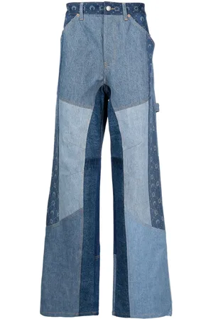 Marine Serre Jeans med brede ben og patchwork