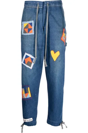 GREG LAUREN Jeans med løbesnor og mærkedetaljer