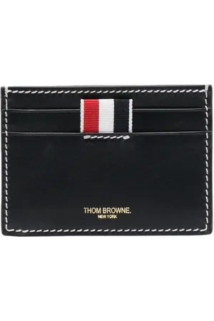 Thom Browne Kortholder i læder med 4-Bar-stribet rem