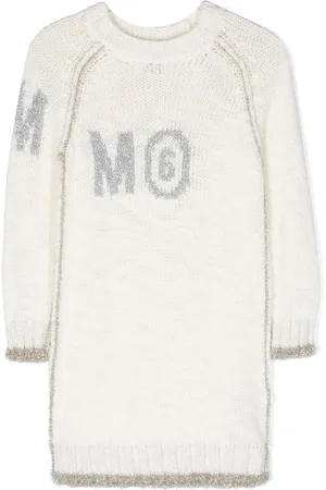 Maison Margiela Strikket kjole med lange ærmer og logotryk