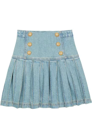 Balmain Plisseret nederdel i denim