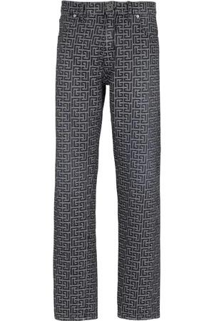 Balmain Jeans i jacquard med lige ben og patchwork