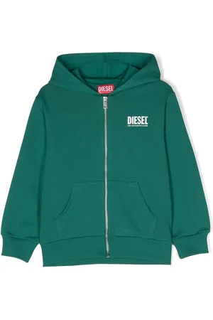 Diesel Hættetrøje med logotryk og lynlås