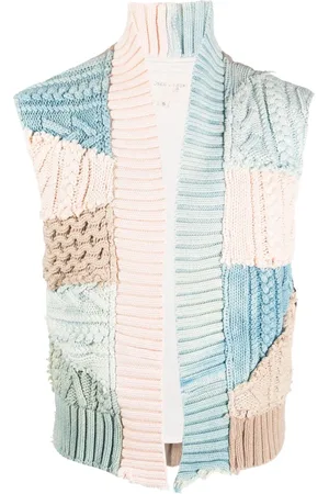 GREG LAUREN åben strikket vest med patchwork