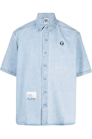 A Bathing Ape Chambray-skjorte med logoapplikation