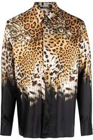 Roberto Cavalli Leopardmønstret skjorte med lange ærmer