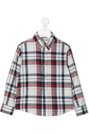 Brunello Cucinelli Skotskternet skjorte med knapper