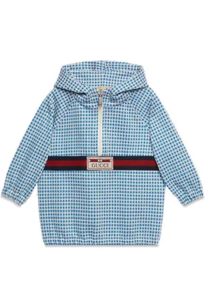 Gucci Gingham-ternet jakke i jersey med web-stribe
