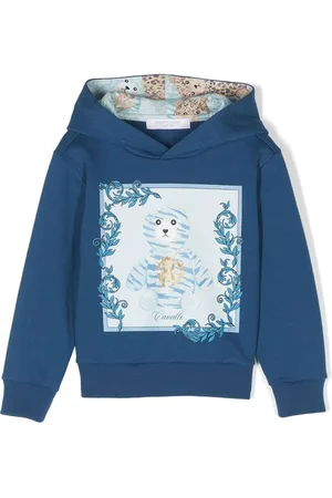 Roberto Cavalli Hættetrøje med bamsetryk og ribbet kant