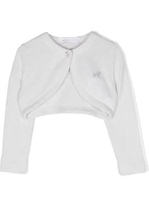 MONNALISA Cropped cardigan med logo i rhinsten