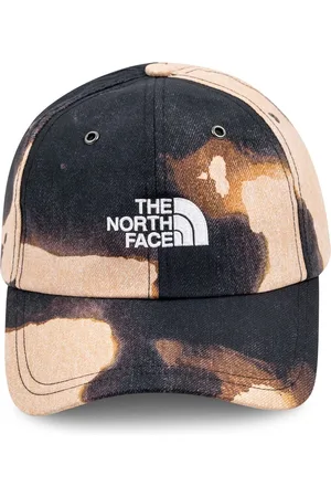 Supreme X TNF 6-panel kasket i bleget denim-tryk