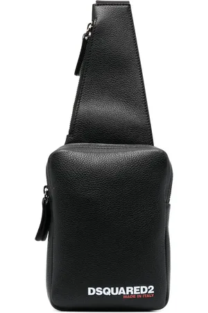 Dsquared2 Messenger-taske i læder med logotryk