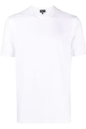 Giorgio Armani Ensfarvet T-shirt med rund hals