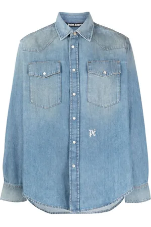 Palm Angels Skjorte i denim med monogram-broderi