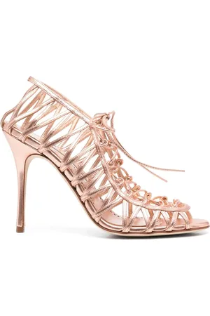Manolo Blahnik Metalliske Hamza 100mm sandaler med remme