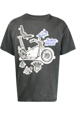 SAINT MXXXXXX T-shirt med grafisk tryk og slitageeffekt