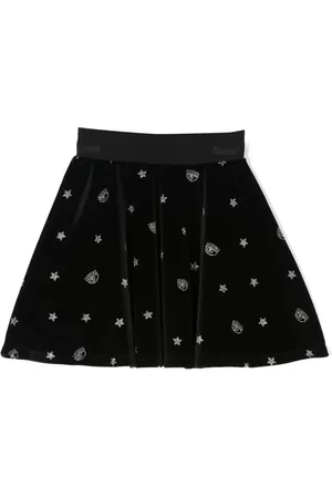 Chiara Ferragni Plisseret velournederdel med logoudsmykning
