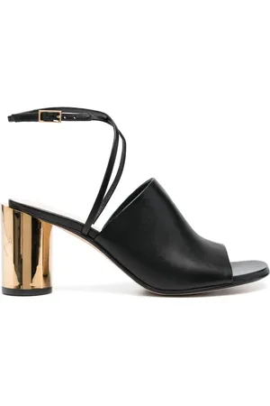 Lanvin 75mm lædersandaler med metallisk hæl