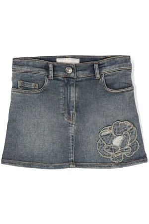 MONNALISA Denimnederdel med blomster-broderi