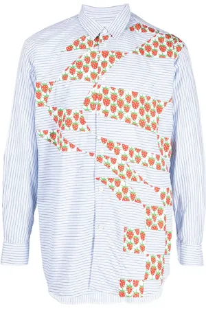 Comme des Garçons X Brent Westfall skjorte med jordbær-patchwork