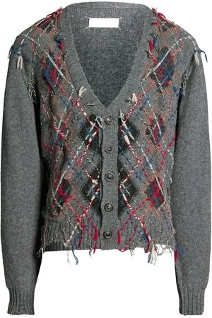 Maison Margiela Intarsiastrikket cardigan med udskæringsdetalje