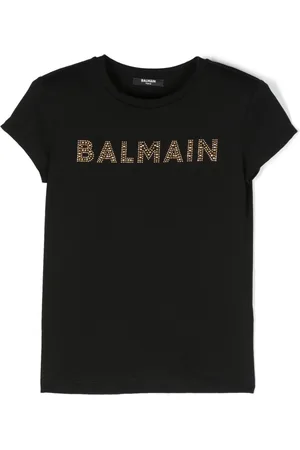 Balmain T-shirt med krystaludsmykning og logotryk