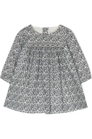 BONPOINT Smock-kjole med blomstertryk og rund hals