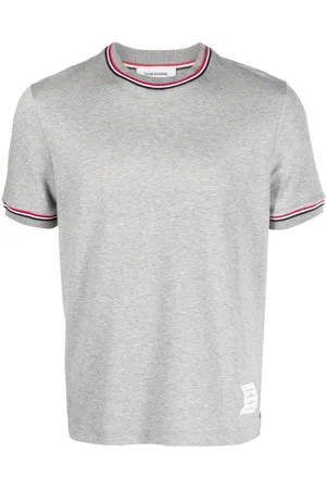 Thom Browne T-shirt med logomærke og rund hals