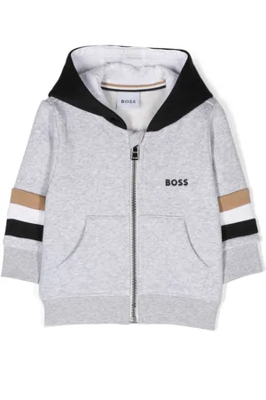 HUGO BOSS Hættetrøje med logotryk og lynlåslukning